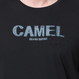 骆驼（CAMEL）夏季男士轻薄圆领体恤 印花透气短袖t恤男潮流X9B374159黑色_M
