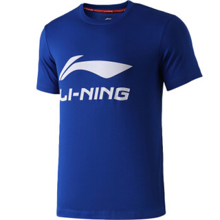 李宁 LI-NING 2019新品运动时尚系列男子短袖文化衫AHSP495-6 暴风蓝 XXL