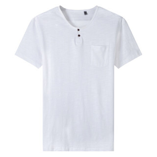 相思鸟 xiangsiniao 短袖T恤男2019夏季新品圆领纯色100%全棉中年基础T W1白色 190/108B