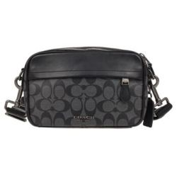 COACH 蔻驰 奢侈品 男士黑灰色PVC配皮单肩包 F50715QBAF4
