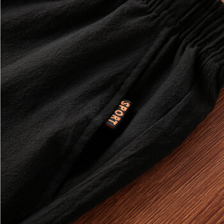 卡帝乐鳄鱼（CARTELO）五分裤 2019夏季新款男士时尚简约纯色五分休闲短款YF555黑色M
