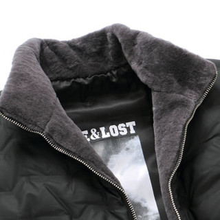 南极人男士商务休闲保暖外套加厚羊毛领防寒服爸爸装 MYJ61165 黑色 175/L