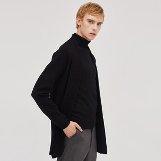 MARKLESS 针织衫男中长款纯色毛衣青年时尚休闲韩版开衫外套MSA8710M黑色180/96（XL）