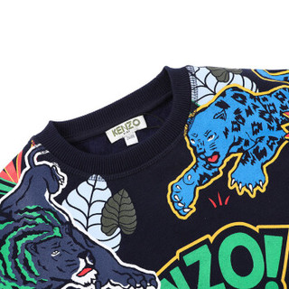 KENZO KIDS 高田贤三 奢侈品童装 男童海军蓝混纺老虎印花长袖卫衣 KM15598 04 2A/2岁/86cm