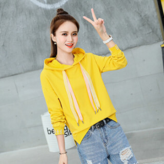 丽乔 卫衣2019秋季新款女装新品薄款时尚气质靓丽卫衣女连帽韩版宽松小个子上衣 HZCZ2002-619 桔色 L