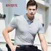 凯撒 KAISER 短袖T恤男 2019夏季新款个性花纹线条翻领男式POLO衫男士T恤短袖 灰色 175/92A