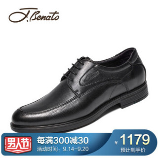 宾度（J.Benato）男士商务正装休闲英伦系带软皮鞋 8C504 黑色 43