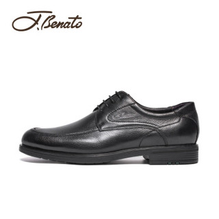 宾度（J.Benato）男士商务正装休闲英伦系带软皮鞋 8C504 黑色 43