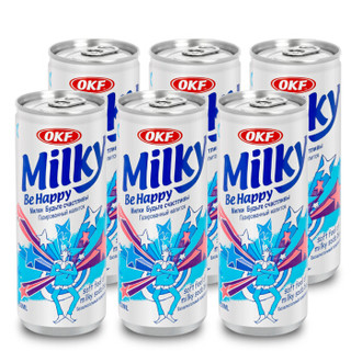 韩国进口 OKF 牛奶苏打饮料 原味 碳酸饮料 250ml*6瓶组合装