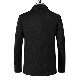 罗蒙（ROMON）毛呢大衣男2019新款羊毛夹克短款简约纯色外套9MN983021 黑色 XL