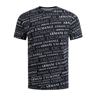 ARMANI EXCHANGE 阿玛尼奢侈品19秋冬新款男士针织T恤衫 6GZTAJ-ZJH4Z BLKWHITE-6128 M