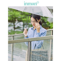 茵曼（INMAN）2019秋季新款翻领文艺清新百搭长袖衬衣衬衫女 18930|11482 中蓝色 S