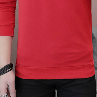 卡帝乐鳄鱼（CARTELO）卫衣 2019春秋新款男士时尚潮流纯色圆领套头长袖卫衣D305-1-6610红色XL