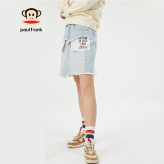 PaulFrank/大嘴猴 牛仔裙女2019秋季新款毛边复古水洗牛仔包臀裙子女 PFCBQ191108W 浅蓝 L