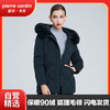 皮尔卡丹（pierre cardin）女羽绒服2019冬季时尚连帽狐狸毛领短款修身羽绒服23C1646 墨绿色M/165