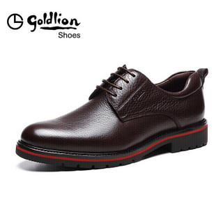 金利来（goldlion）男士时尚大气正装防滑耐磨皮鞋504730098CAA-深棕-43码