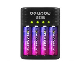 德力普（delipow）充电电池 5号/7号充电锂电池1.5V充电套装 充电器+4节5号3200mWh锂电池