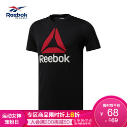 Reebok锐步QQR- Stacked男子健身训练休闲短袖T恤EMV38 CW5368_黑色 A2XL *6件