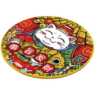 宜适酷(exco)国潮鼠标垫 圆形 包边超大号 游戏办公垫 奉旨发财sty