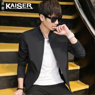 凯撒（KAISER）夹克 男2019秋季新款棒球服韩版休闲运动男士青年修身帅气外套 Q913-7802 黑色 4XL