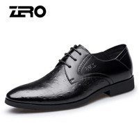 零度(ZERO)男士尖头时尚英伦经典结婚系带耐磨商务正装皮鞋 Z91907 黑色 44码