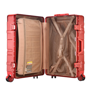 秀乐途（Surelaptop）行李箱24英寸万向轮拉杆箱 男女防刮耐磨静音铝框旅行箱子闪电条纹9617红色
