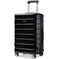 七匹狼行李箱20英寸拉杆箱男女登机箱旅行箱万向轮大容量拉链箱子轻便密码箱 黑色QPL810128-A20