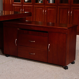 中伟办公家具老板桌总裁桌大班台办公桌油漆实木贴皮经理桌1.8米+4门书柜+老板椅