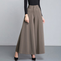 一塘晨2019秋装新款女装纯色高腰休闲简约时尚宽松大脚阔腿裤潮 S93B4258KA9M 褐色M