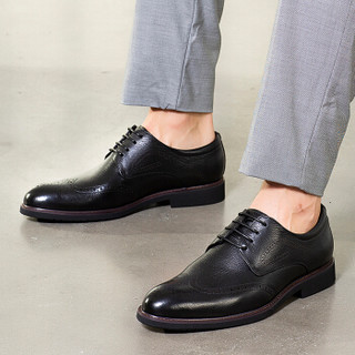 皮尔卡丹（pierre cardin）英伦时尚男鞋雕花布洛克皮鞋经典德比鞋商务正装皮鞋 黑色 39