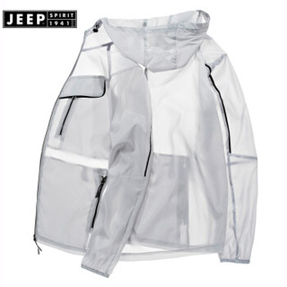 吉普 JEEP 轻薄夹克皮肤衣夏季防晒衣新款轻薄透气弹力宽松夹克FL-2600 白色 2XL
