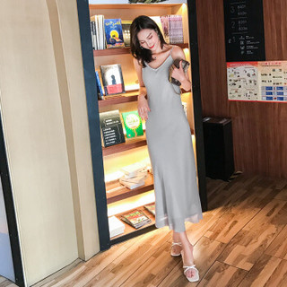 维迩旎 2019夏季新款女装新品心机连衣裙性感内搭打底长款V领吊带裙 zxALPX-W26Q5352 白色 S