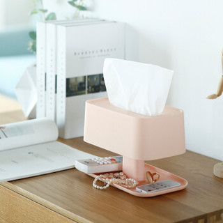 柯良惠子 双层多功能桌面纸巾盒 家用loft创意客厅收纳茶几抽纸餐巾盒 时尚淡蓝