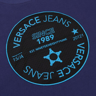 VERSACE JEANS 范思哲 奢侈品 男士海军蓝色棉质LOGO印花短袖T恤 B3GTB76I 36610 221 M码