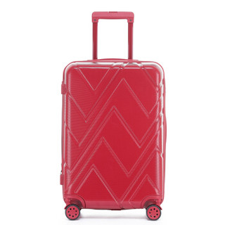 GENVAS 君华仕 拉杆箱 28英寸行李箱 万向轮女子母箱 防刮纹带扩展大容量旅行密码箱子 A-1213-284红色