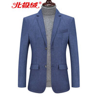 北极绒（Bejirong）休闲西服男 2019新款男士加肥加大西服休闲上衣外套 XZ802-1918 深蓝色 XL