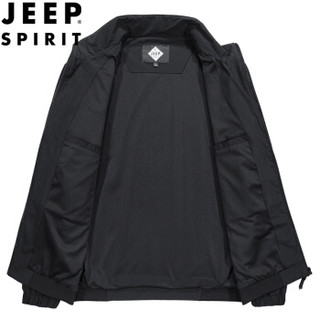 吉普 JEEP 2019春秋新品男装夹克外套男士薄款立领茄克衫防风衣 L2678黑色 L