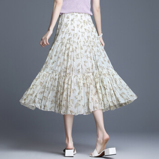 仙丫 夏季新款女装新品半身裙女韩版高腰A字裙 AAAWHZSF03 白色 均码