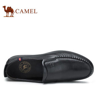 骆驼（CAMEL） 牛皮平底软底休闲商务皮鞋男 A912287430 黑色 43