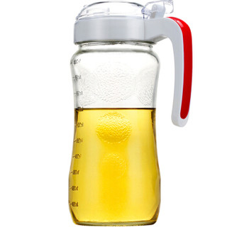 SIMELO（施美乐）首尔风情妙厨宝带刻度调料瓶玻璃油壶1000ML(红色)