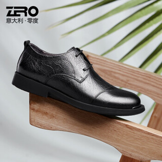 零度(ZERO)男士头层牛皮英伦经典百搭大头耐磨商务休闲皮鞋 Z91902 黑色 40码