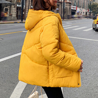 米兰茵（MILANYIN）女装 2019韩版棉服女短款面包服学生棉袄宽松棉衣冬季外套NYml433 黄色 M