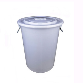 星光 160L 大垃圾桶大号无盖带盖圆形特大号商用塑料家用桶 圆形收纳桶大容量水桶工业垃圾桶有盖白色160L