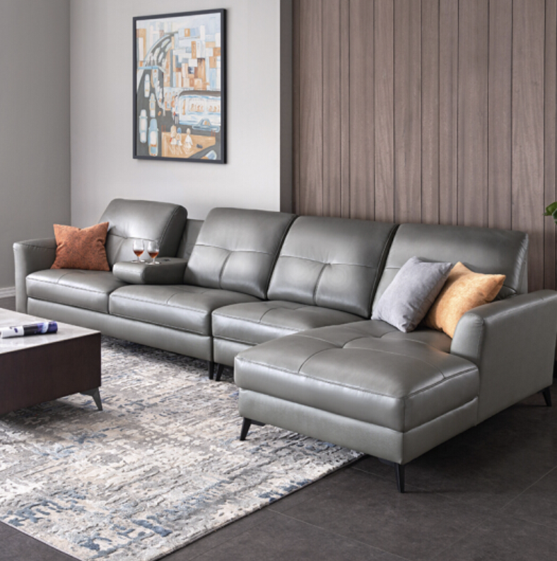 cheers芝华仕1883简约意式真皮沙发四人位面向沙发右角位