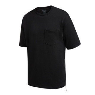 ARMANI EXCHANGE阿玛尼奢侈品男士刺绣贴布口袋短袖卫衣 3GZMGE-ZJ4BZ BLACK-1200 XS