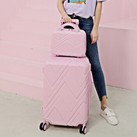 君华仕（GENVAS）拉杆箱 24英寸行李箱 万向轮女子母箱 防刮纹带扩展大容量旅行密码箱子 A-1213-245粉色