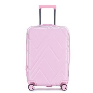 君华仕（GENVAS）拉杆箱 24英寸行李箱 万向轮女子母箱 防刮纹带扩展大容量旅行密码箱子 A-1213-245粉色