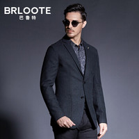 Brloote/巴鲁特羊毛西服男商务休闲两粒扣便西秋冬修身单西装外套 绿色190/108A