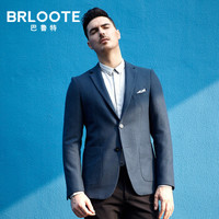 Brloote/巴鲁特男士高档纯羊毛西服男商务休闲修身西装秋冬装便西外套 蓝绿175/96A