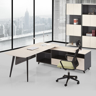 金海马/kinhom 白橡色 2.0米 老板桌 大班台 总裁办公桌 经理桌（含侧柜）B2020